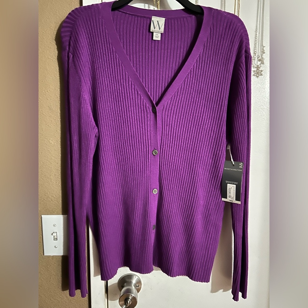 Worthington Women's Vibrant Purple Cardigan